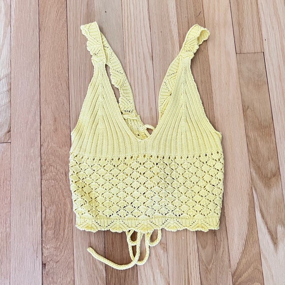 Yellow Crochet Knit Top